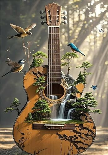 Puzzles 120 Piezas Adultos Guitarra Pájaros, Juguete Desafío y Juego Educativo, Ejercita Paciencia y Destreza Rompecabezas 120 Piezas