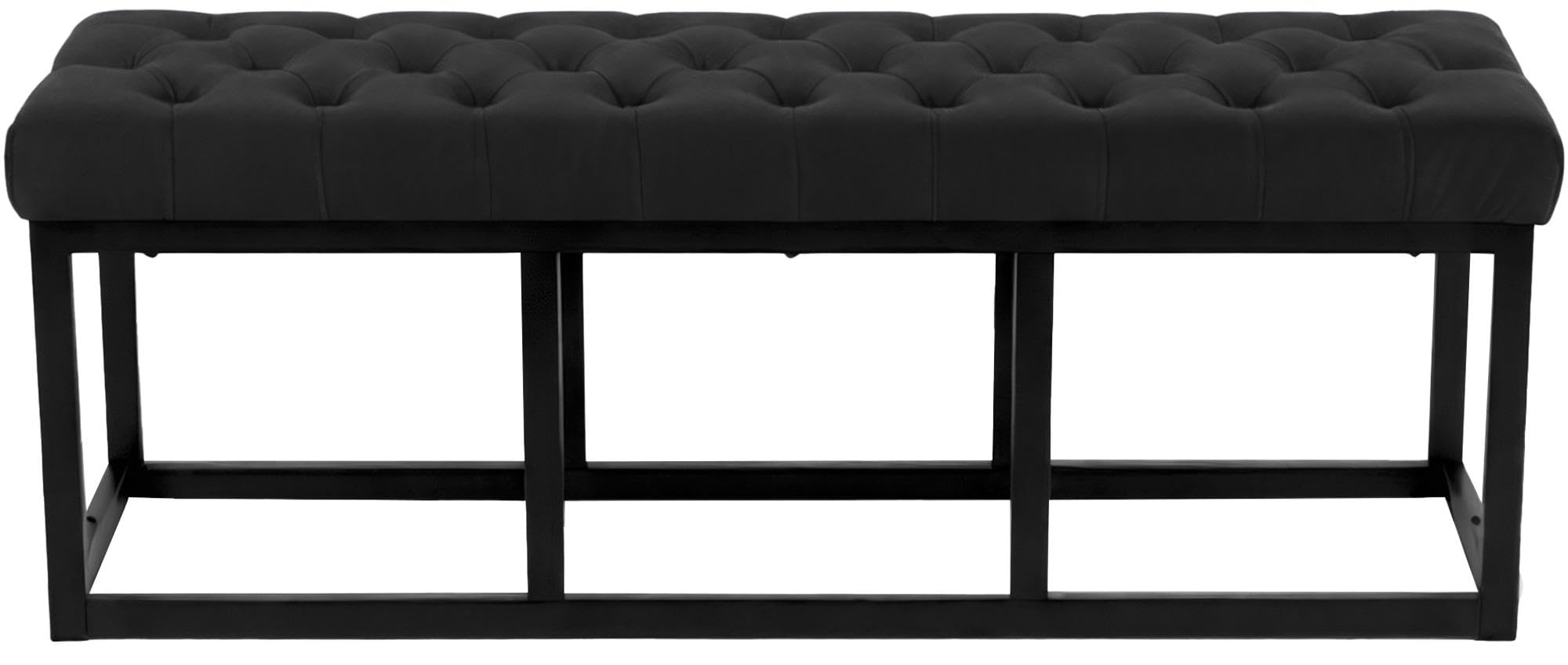 CLP Banc Polson, Moderne, Cadre en métal Noir, Velours capitonné, Protection de Sol, pour Salon, entrée ou Chambre à Coucher, Couleur:Noir, Taille:120 cm
