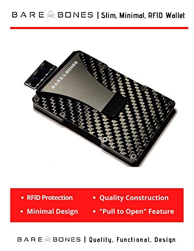 Bare Bones Front Pocket Wallets for men - Minimalist Money Clip RFID Wallet Carbon Fiber Card Holding Mens wallets with card pop up Pullout Tab2