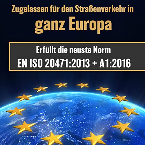 HELDENWERK Warnwesten Auto 5er 4+1 Set Europaweit gültig nach EN ISO 20471 - Reflektierende Warnweste Auto inkl. Kinderweste - Sicherheitsweste Auto Warnweste Gelb - Warnschutzweste Sicherheitswesten