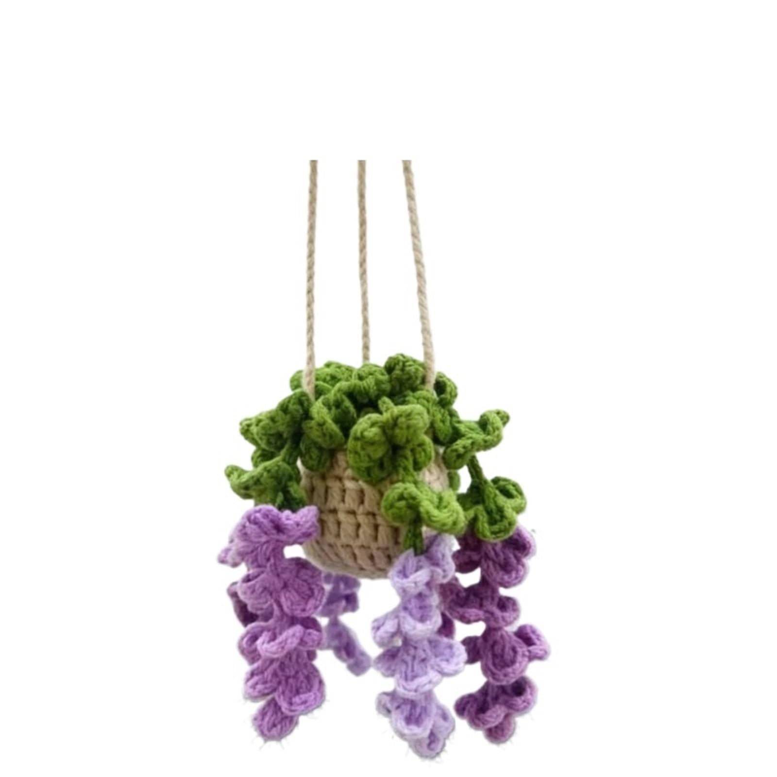 Cute Handmade Crochet Strawberry and Flower Plant Car Hanging Ornament(Color7)