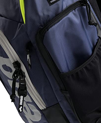 Image of ARENA Spiky III Backpack 45 Swimming Athlete Sports Gym Rucksack Large Training Gear Equipment Swim Bag for Men and Women, 45 Liters, Navy /Neon Yellow