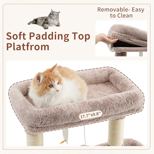 Image of Gitelsnour 55.1'' Cat Tree Tower for Indoor Cats, Large Platform, CCT013MU | 7 Sisal Scratching Posts, Multi-level Cat Condo Cat Cave, 2 Padded Perches, Basket, Furry Ball, Toy, Mushroom