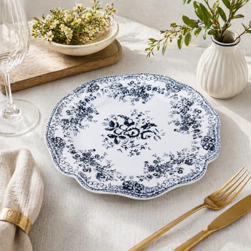 Image of NFI essentials 10 Inch Premium Ceramic Dinner Plate, Serving Plate for Main Course, Pasta, Rice, Salad & Meals, Dishwasher Safe Kitchen Dinner Plate