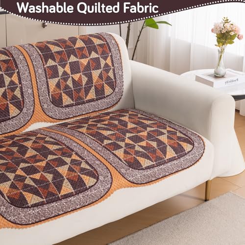 Image of HOKIPO HeavenHue Sofa Cover 3 Seater for Seat & Back, Rustic Mosaic