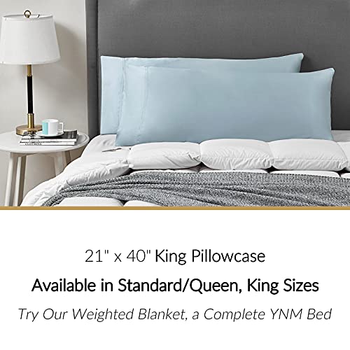 YnM Cooling Pillowcase 2 Pack,King(21''x40''), Light Blue