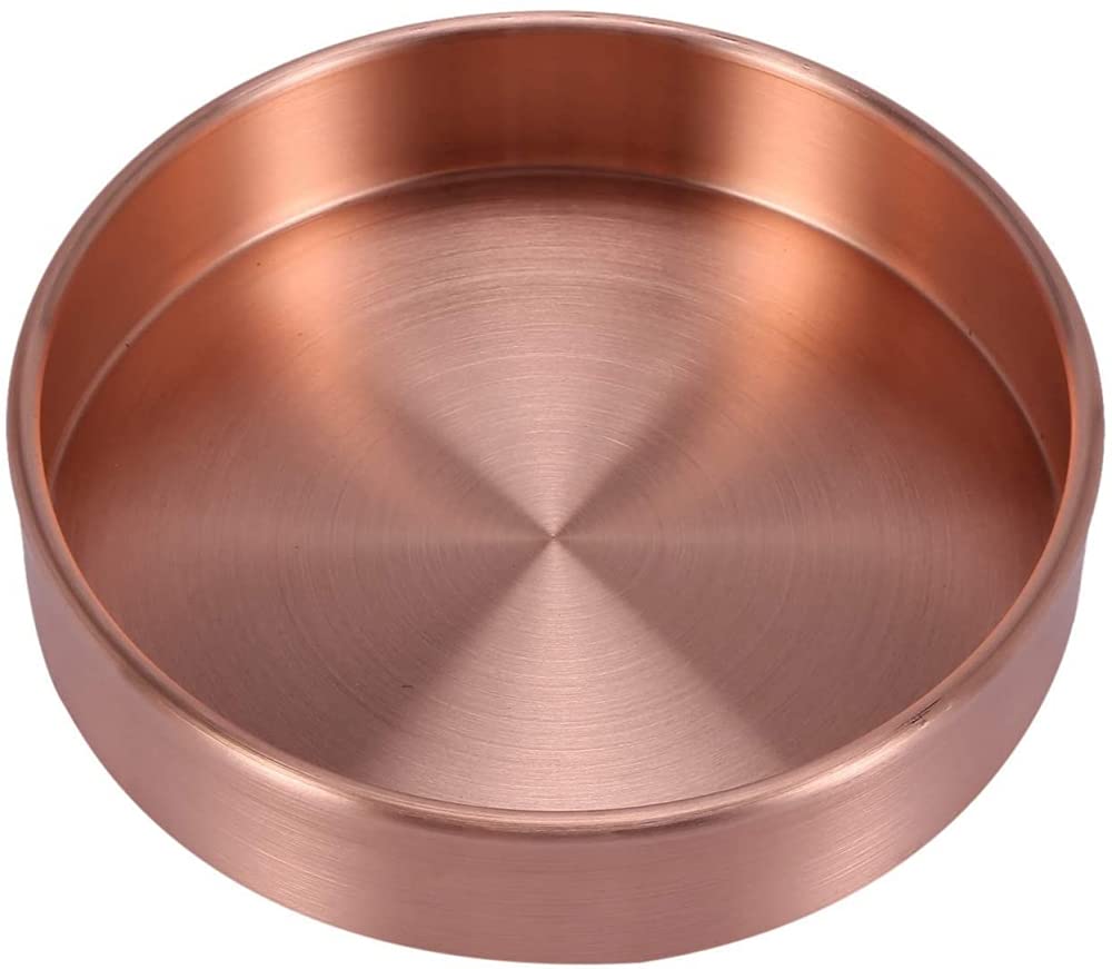 Miedziana okrągła taca do przechowywania stół metalowy organizer do przechowywania biżuterii organizer na małe przedmioty taca do przechowywania dekoracja 14 * 14 cm