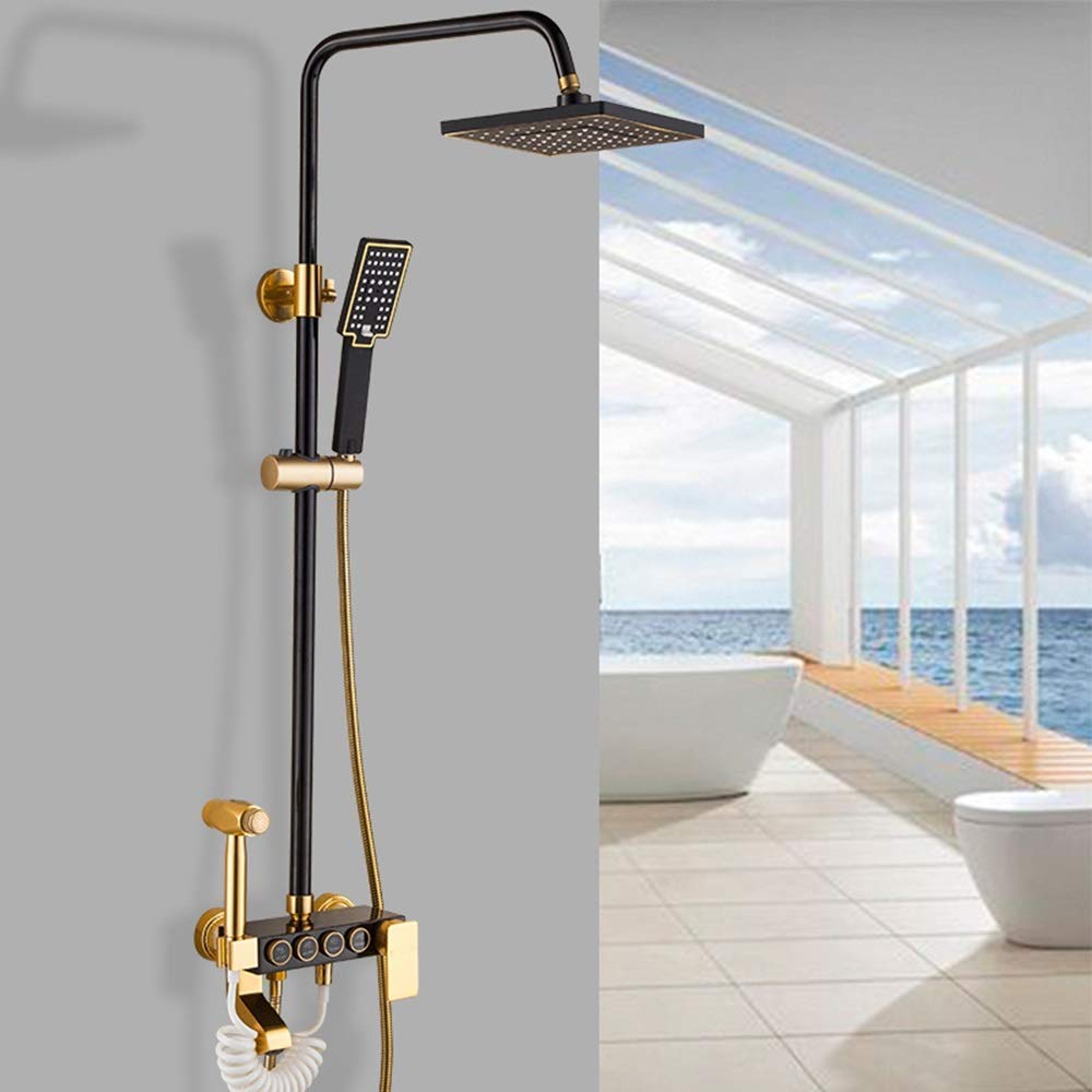 Ensemble de douche pluie noir mat rétro en aluminium espace pour salle de bain