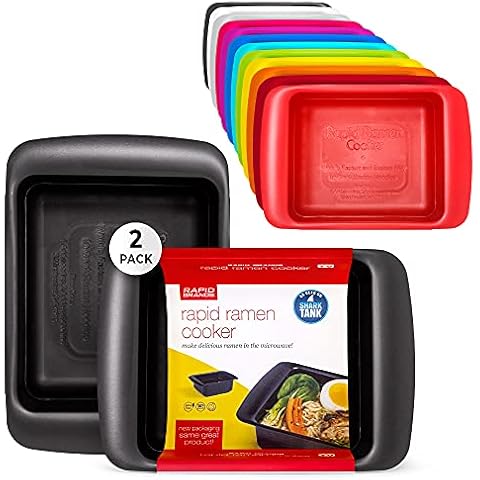 Rapid Ramen Cooker - Microwave Ramen in 3 Minutes - BPA Free and Dishwasher Safe | Perfect for Dorm, Small Kitchen, or Office (2-Pack,Black) Cover