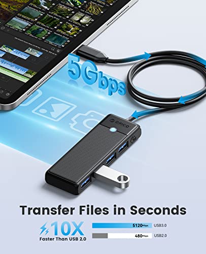 Hub USB, Adattatore USB C 4 in 1, Hub USB 3.0, USB C per MacBook, Surface Pro, XPS, Unità flash USB, PC Notebook, chiavetta USB, Laptop, Mobile, 1.8M Nero - Hub USB - Immagine 2