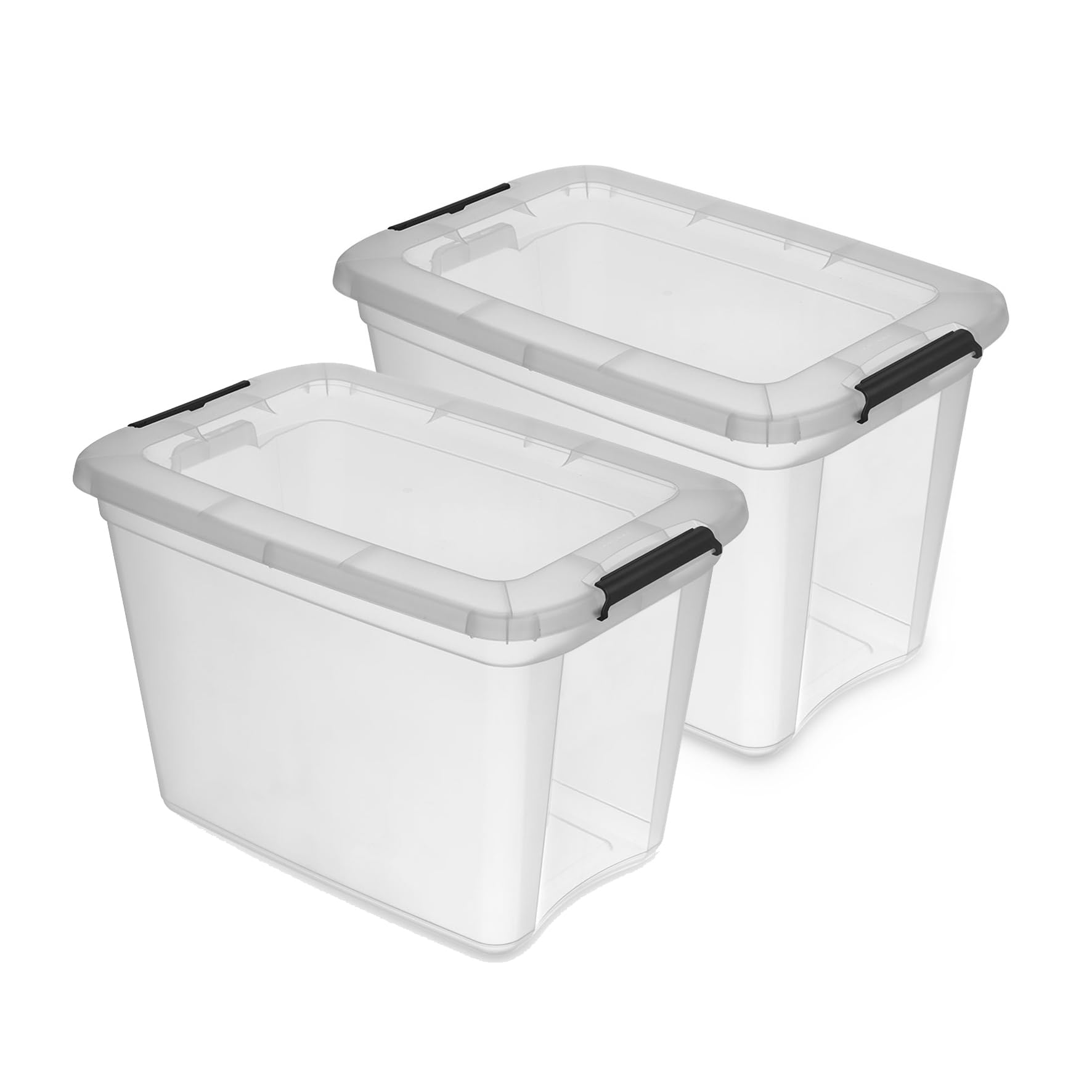 Kreher Aufbewahrungsboxen Robust Store mit Deckel in Transparenter Ausführung. In verschiedenen Größen (wählbar). Aus robustem Kunststoff. (2er 115 L)