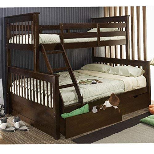 APRODZ Fragho Sheesham Wood Bunk Bed with 2 Drawer Storage | Wooden Twin Over Bed with Ladder for Kids’ Room Bedroom Living Room Home (Brown Finish)