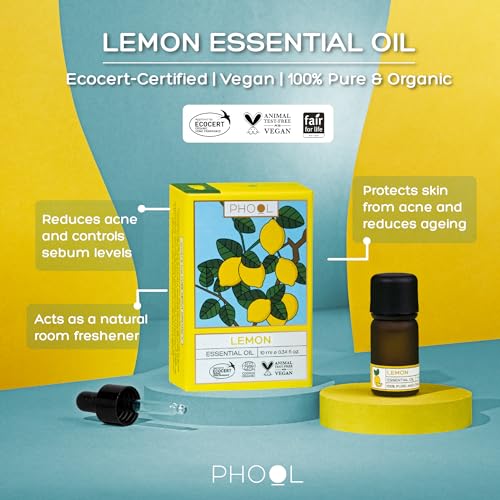 Image of PHOOL LUXURY INCENSE Lemon Oil For Homefragrance - Essential Oil For Skin Pigmentation, Face, Hair And Aromatherapy - User Guide And Dropper Inside