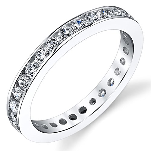 1.50 Carats White Cubic Zirconia Eternity Ring Sterling Silver Size 6