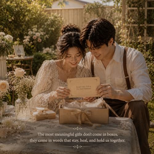 Image of Celebrations Romantic Love Letter Box for Couples, inchRead This When inch 5 Emotional Letters Gift Set for Anniversary, Wedding, Long Distance Relationship, Boyfriend & Girlfriend - Brown Pack Of 5