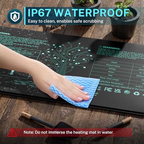 HG Power Heizmatte mit Thermostat - 2 Heizmatten mit 1 Controller, Heizmatte Pflanzen Wärmematte für Zimmergewächshaus, Gewächshaus Heizmatte mit Temperaturregler,2er-Pack 53 cm x 25 cm, 110Watt