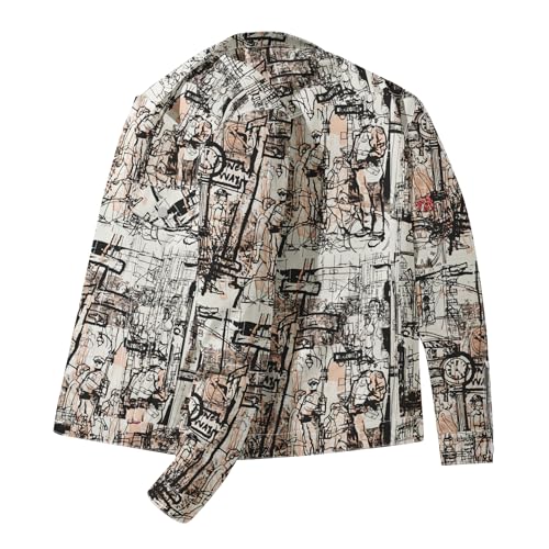 Mens Denim Jacket Long Sleeve Western Cowboy Cut Classic Floral Print Button Down Jean Jacket3