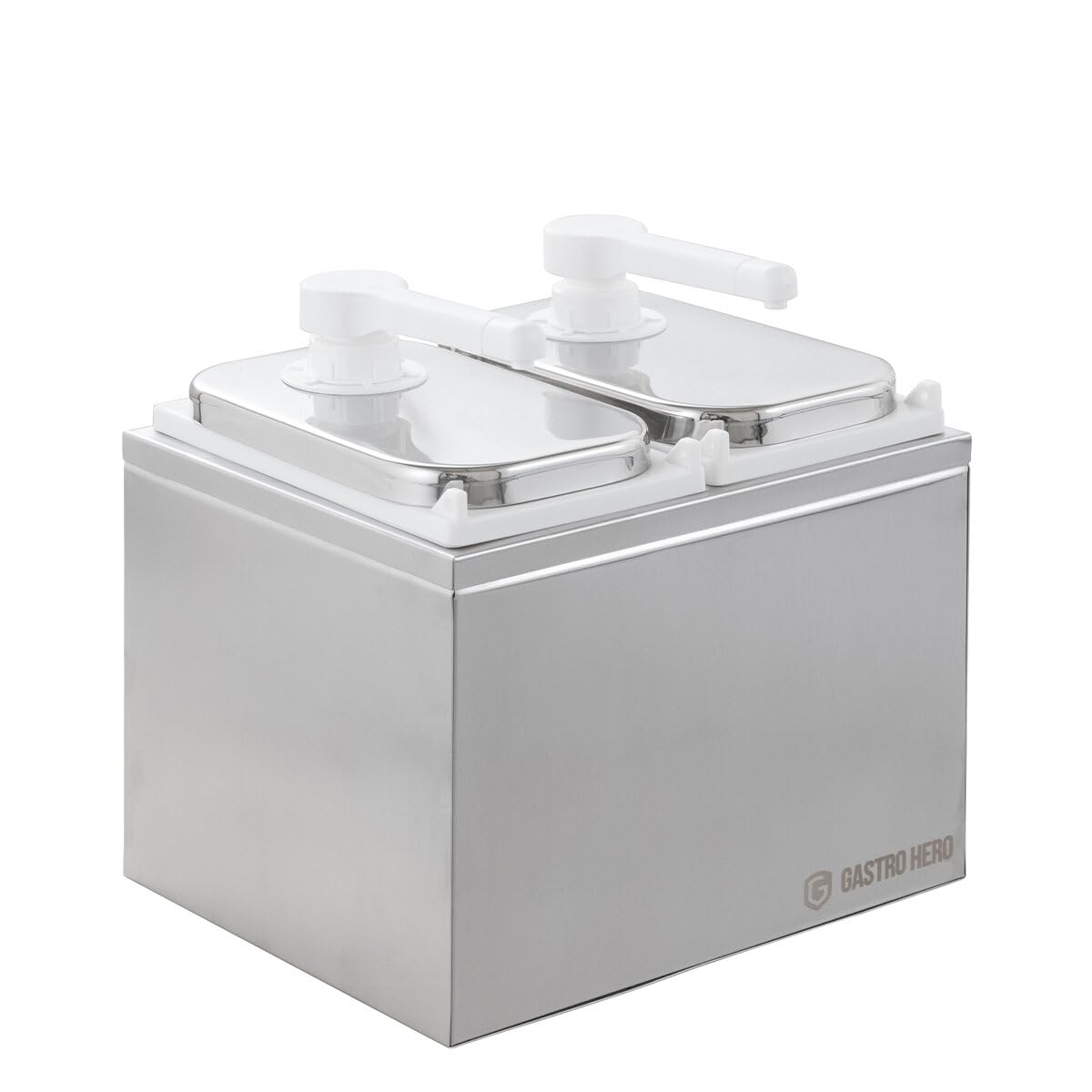 GastroHero Saucenspender 2x 2 Liter – Dosierpumpe PP für Saucen, Ketchup, Mayonnaise, Dressings & Flüssigkeiten – Gastronomiebedarf