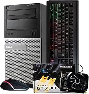 Dell Gaming PC Tower, Intel i5, 16GB RAM, 128GB SSD 500GB HDD, Windows 10, Nvidia GT 730 2GB, New RGB Gaming 4-in-1 Bundle (Renewed)