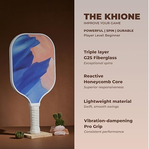 Miniatura 2 de HELIOS Khione - Paleta de pickleball  anochecer  Superficie de fibra de vidrio G2S de 8 onzas con núcleo de panal reactivo de 0.512 in  Diseño
