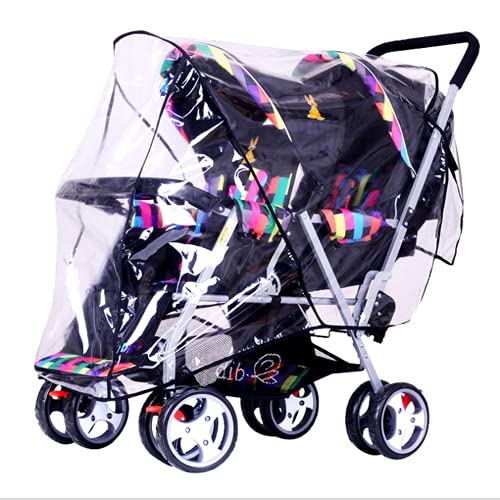 Habillage Imperméable pour Poussette Double Universelle Habillage Pliue Coupe-Vent Protection Pluie Transparent Housse Pluie Poussette Capote de Pluie Landeau...