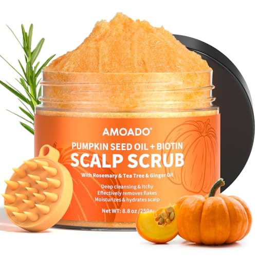 Scalp Scrub, Pumpkin Seed Oil Scalp Exfoliator With Biotin & Rose...