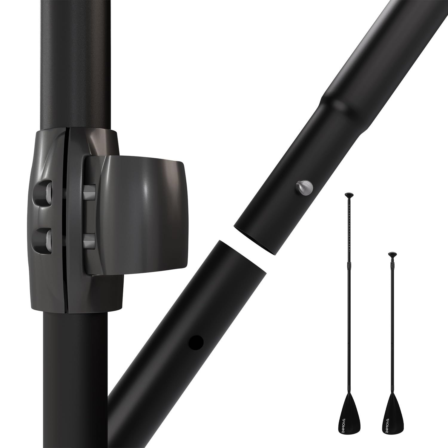 24MOVE® Paddel Teleskoppaddel Stechpaddel Einzelpaddel für SUP Stand Up Board, Leicht aus Aluminium 210cm, grün, blau, schwarz