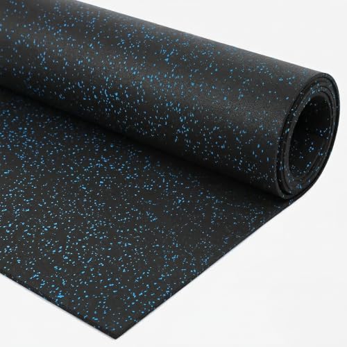 Traxxon by FlooringInc Rubber Gym Flooring Roll, Durable Recycled Rubber Floor Mats for Home Gym, Garage Gym Floor Mat, Horse Stall Mat (3/8' Thick | Blue | 4'x10' | 40 Sq Ft)