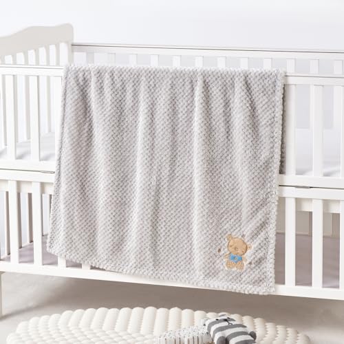Image of CREVENT Soft Cozy Baby Blankets for Boys Girls + Security Blanket, Set with a Gift Bag Newborn Essentials (Grey)