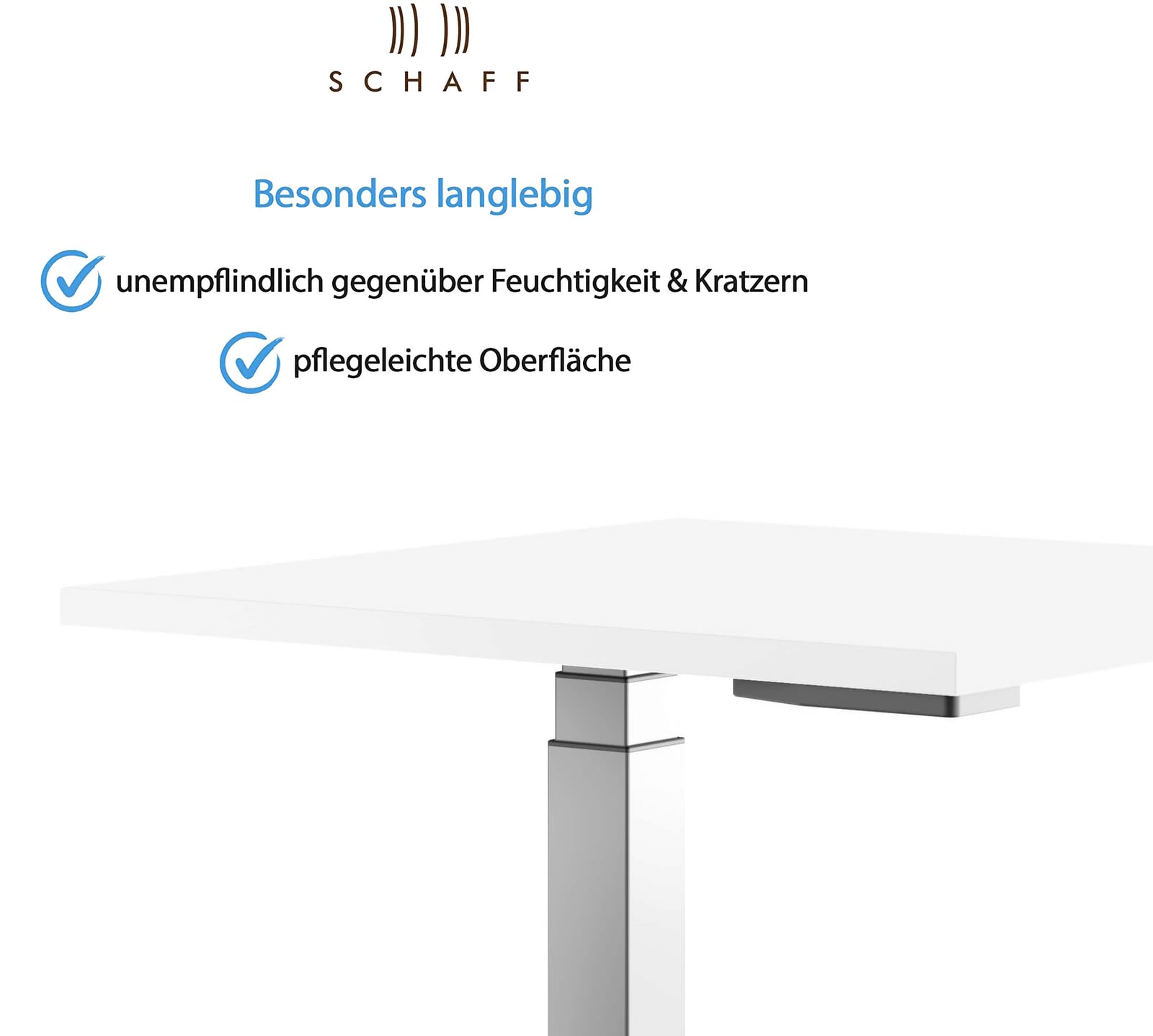 Schreibtisch Master Silber: Höhenverstellbarer Steh-Sitz-Tisch mit Gasfeder (68-118cm) – Ergonomisch, Kompakt & Stromlos – Made in Germany
