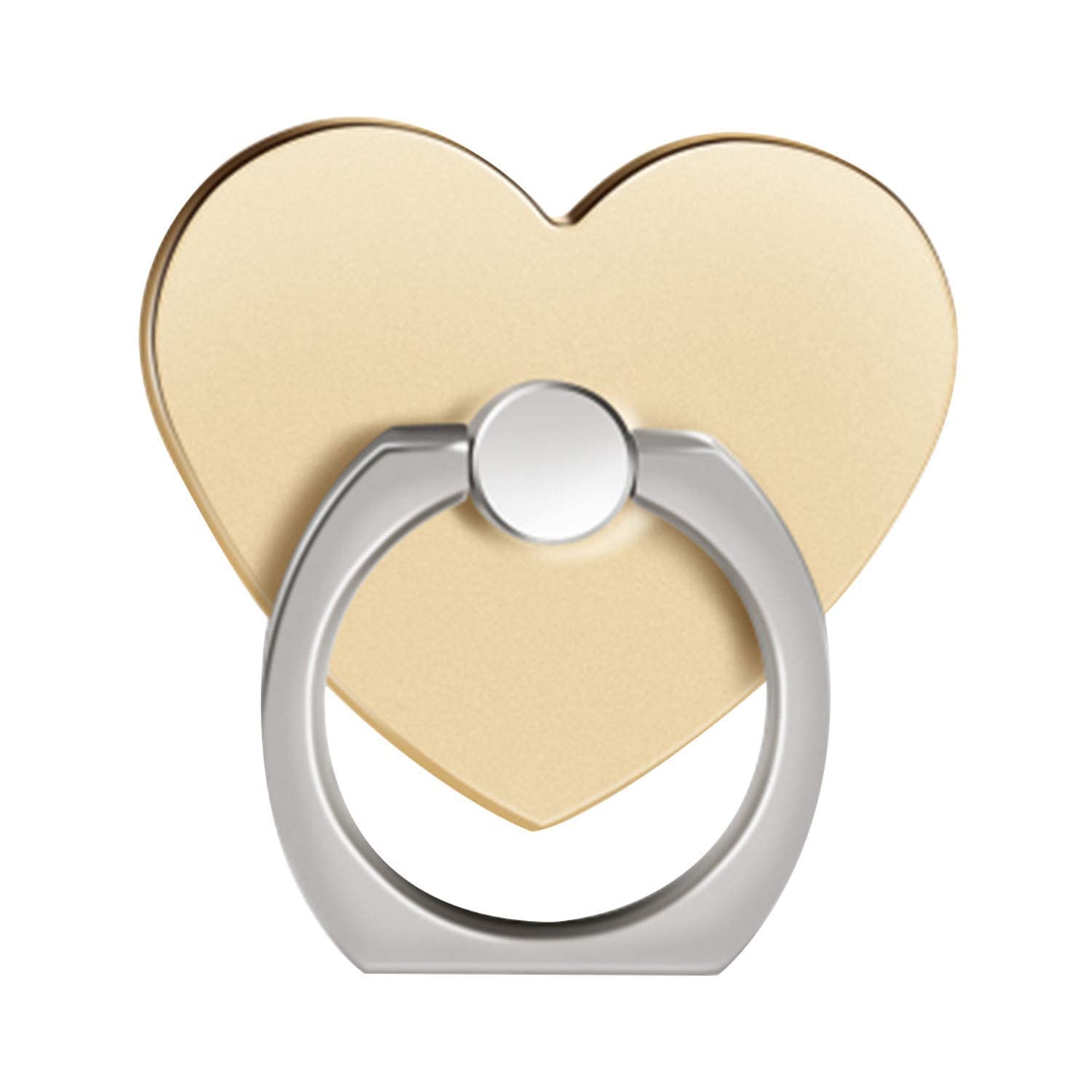 Feline Phone Ring Stand, 360° Rotation Phone Ring Stand Holder [Heart Shape] Kickstand Finger Grip (Universal) (Heart Shape Gold)