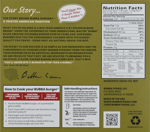 Image of BUBBA BURGER GRASS FED 4PK