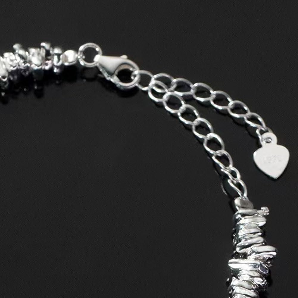 Sterling Silber Elegante Halskette für Frauen unregelmäßige Funkelnde Diamant geschnittene Halsketten Infinity Charm Halslet Schmuck Geschenke Nickelfrei 17 Zoll