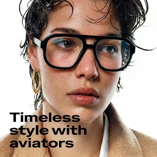 Image of livho Retro Aviator Blue Light Blocking Glasses for Women Men with Soft Case, Trendy Rectangle Computer Eyeglasses