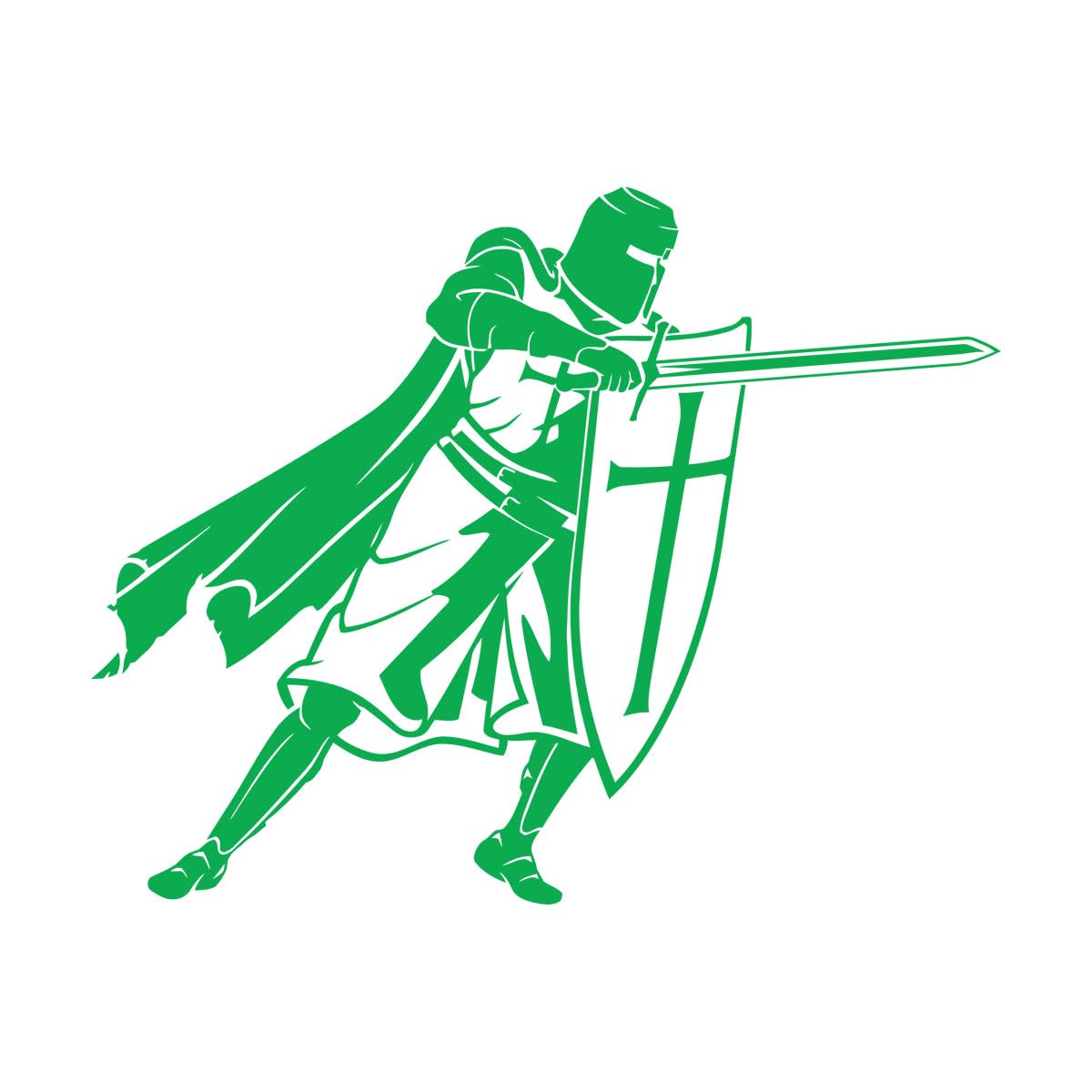 Engraving Stickers Crusader Medieval Knight Shield and Sword Warrior 81x104.7cm It Won't Fall Off Extra Large Green — image 1