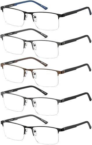 Miniatura 2 de Lentes de lectura con la mitad del marco de metal Eyecedar para hombres paquete de 5-unidades material de acero inoxidable con bisagras con muelle