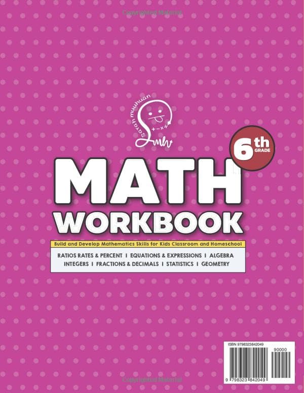 6th Grade Math Workbook: Fractions and Decimals, Ratios Rate and Percent, Expression and Equations, Integers, Algebra, Geometry, Statistics - Image 2