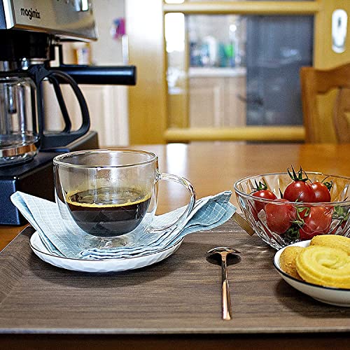 Hooipo Double Walled Espresso Glasses 200ml with Handle Insulated Coffee Cups Handmade Heat Resistant Airtight Espresso Coffee Cups Cappuccino Latte Tea Macchiato Glasses Cups... - Image 3