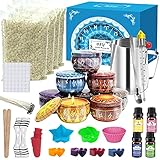 Kerzen selber Machen Set DIY Kerzenherstellung Set Kerzen Gießen Set Duftkerze Geschenke Set mit 480g Bienenwachs, Kerzenglas, Schmelztopf als Frauen Geschenk