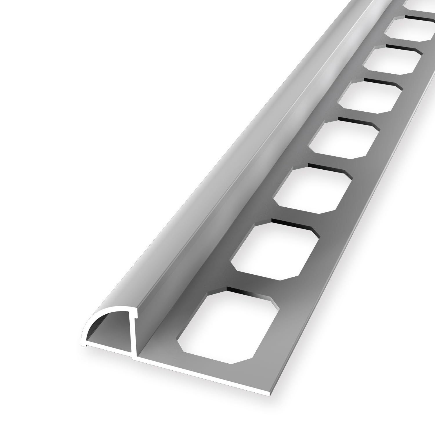Fliesenprofil 10 x 30 x 2500 mm Einfasshöhe 10 mm Viertelkreisprofil Aluminium Geschlossen Gestanzt Metallprofil Silber Küberit