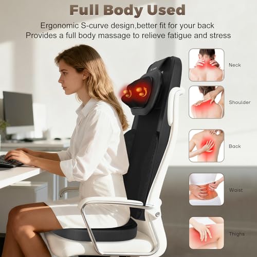 belhope Shiatsu Neck and Back Massager with Heat, 4D Kneading Back Massager for Pain Relief Deep Tissue, Comfortable Back Massage for Chair, Massage Mat for Home, Mother's Day Gifts for Men Women - Image 7