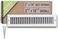 Handua Toe Kick Vent Cover for 2x14 Duct - Off White Steel Cabinet Register Grille, 3 3/8 x 15 3/8 Outer, Easy Install HVAC Vent