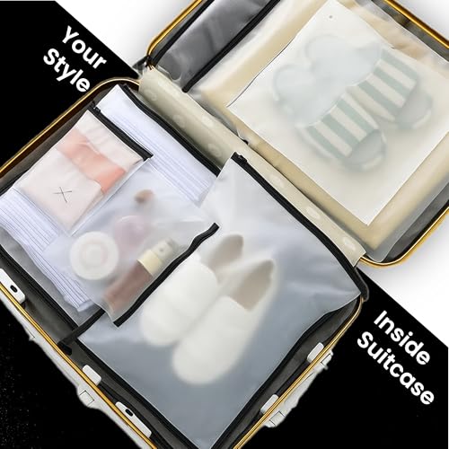 Image of Pack of 12 - Frosted Zip Slider Shoe Bag /Pouch for Travel & Storage, Shoe Cover for Travel Essentials, Multi-Purpose Zip Bag /Pouch- Waterproof, Dust Proof, Matt Transparent
