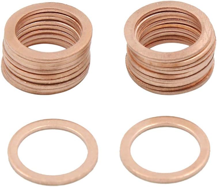 Jogo de 20 Anéis de Vedação de Cobre 13mm - Washers Planas para Motor de Carro - AUTOHAUX