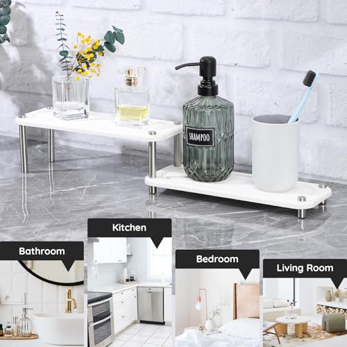 Image of Segbeauty 2 Tier Instant Dry Counter Organizer, 11x4.3in Quick Dry Diatomaceous Earth Stone Drying Tray, Water Absorbing Stone Fast Drying Countertop Rack Sponge Soap Holder for Kitchen Bathroom White