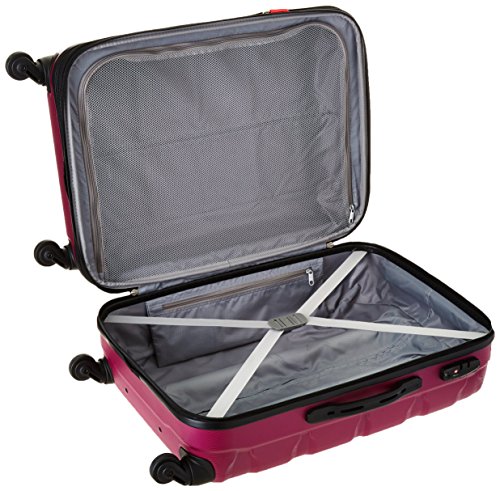 Image of Samsonite Omni PC Hardside Expandable Luggage with Spinner Wheels, Radiant Pink, Checked-Medium 24-Inch