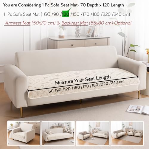 Image of HOKIPO 'Velvet Maze' Premium Anti Slip Sofa Cover Mats for L Shape and 1 /2 /3 Seater Sofa. Make Your Own Sofa Cover Set, 70(D) x 120(L) cm, Beige (AR-5905-BGE)