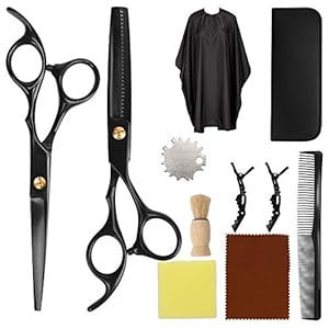 Professional Hair Cutting Scissors Shears Kits Hairdressing Scissors Set for Salon Home, Black