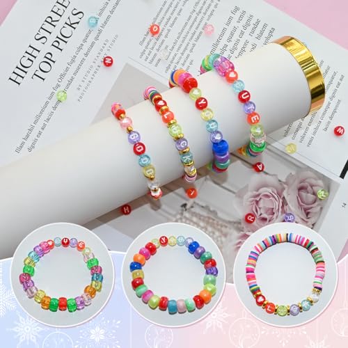 Image of Looconi 1400pcs Letter Beads 7x4mm Colorful Transparent for Jewelry Making Bracelet Hair Braids Crafts