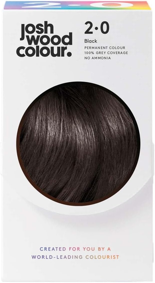 Ammonia-Free Hair Dye - Permanent Hair Colour with 100% Grey Coverage - Vegan Friendly, Natural-Looking Results, Shiny & Hydrated Hair | 2.0 (Black)